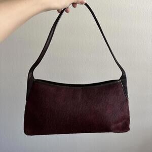 Burgundy cowhide leather strap shoulder bag